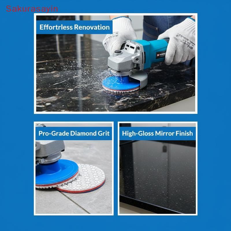 {Sakurasayin} 4 Step Diamond Polishing Pads Sharp Wear Resistance Fast Polishing For Stone Tile Grin