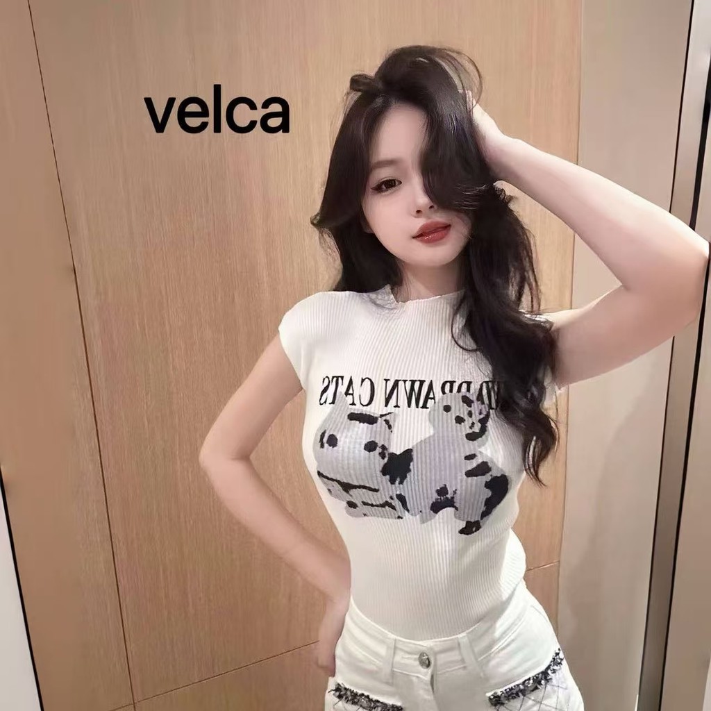 Velca พร้อมส่ง✨เซ็กซี่เสื้อยืด กึ่งคอเต่า คอเต่าแขนกุด  ย้อนยุค น่ารัก  ยืดได้เยอะ สาวอวบใส่ได้
