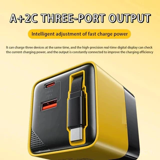 ชุดชาร์จเร็ว 35W /65W GaN 2 พอร์ต USB-C USB-A พร้อมสาย C +Lยืดได้ 70 ซม สำหรับ Phone Xiami