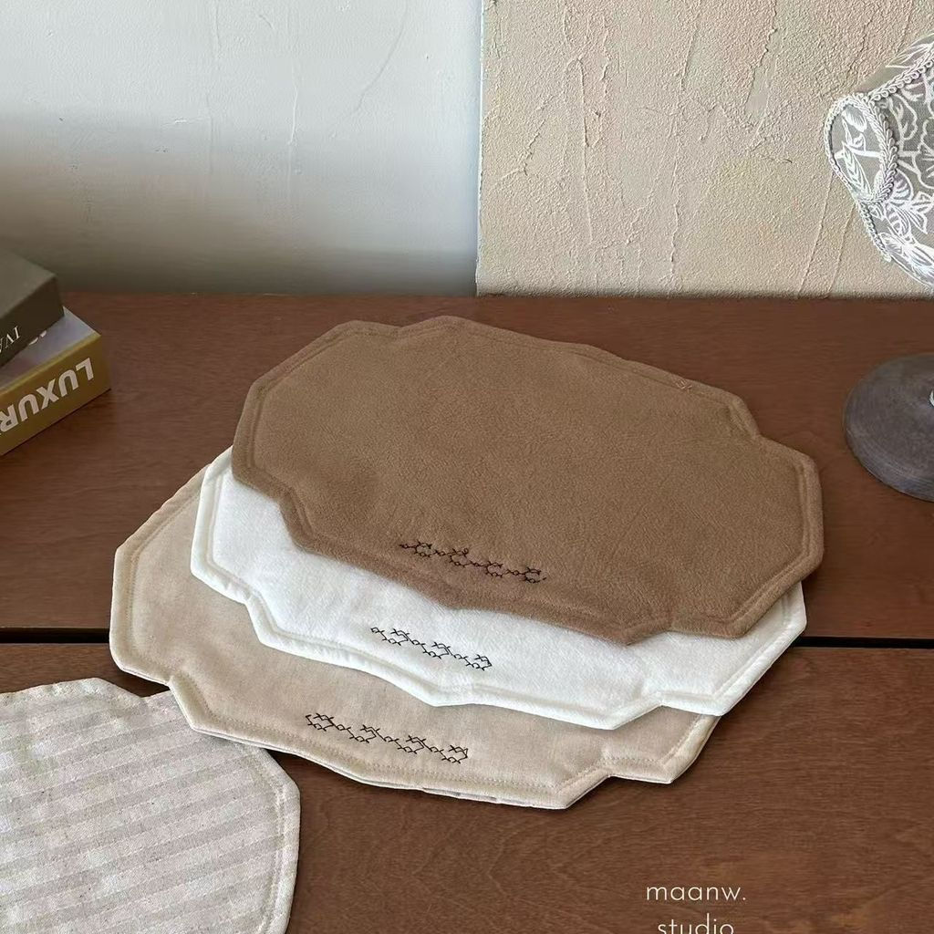 Fabric wave photo prop, Japanese-style cotton-linen octagonal mat, high-end dining atmosphere12y Hea