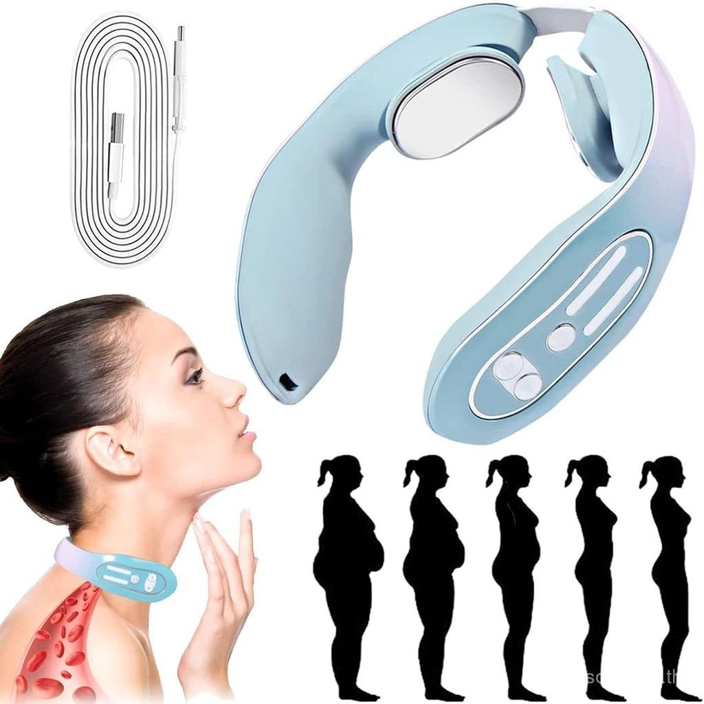 2023เครื่องนวดระบายน้ําน้ําเหลือง,อุปกรณ์ EMS Acupoints Lymphvity, 12 โหมดเครื่องนวดคอแบบพกพาสําหรับ