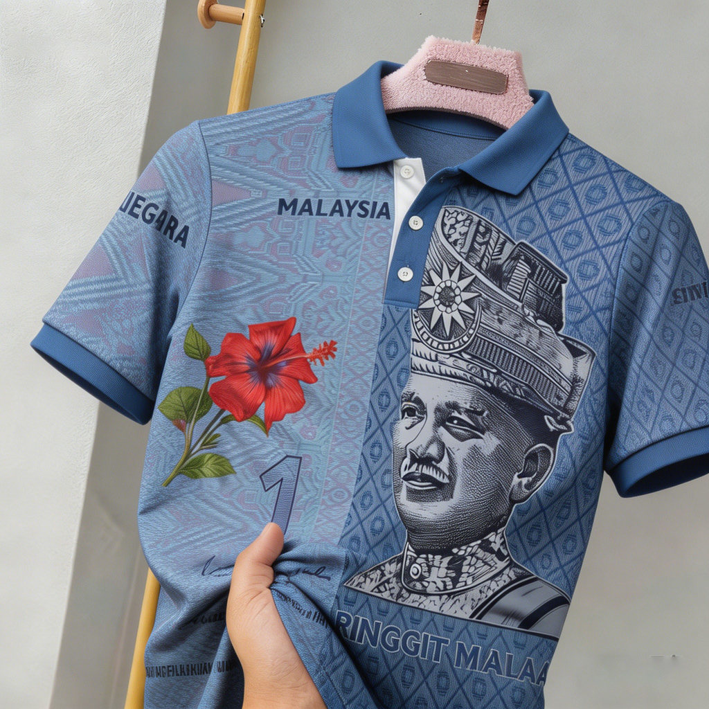 สต็อกมาเลเซีย Ringgit RM เสื้อโปโลพิมพ์ธนบัตรสกุลเงิน