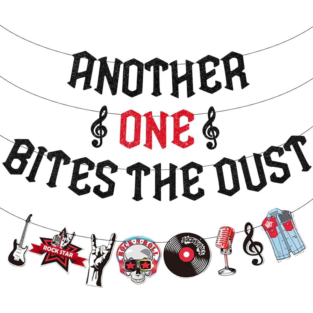 Sursurprise Rock & Roll First Birthday Party ตกแต่ง, Another One Bites the Dust Born to Rock Music 1