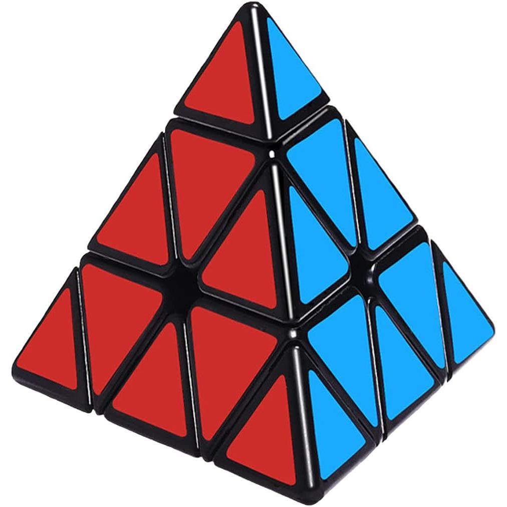 TANCH QIYI Pyramid Speed Cube 3X3 Triangle Magic Cube Puzzle Toy (สีดํา)