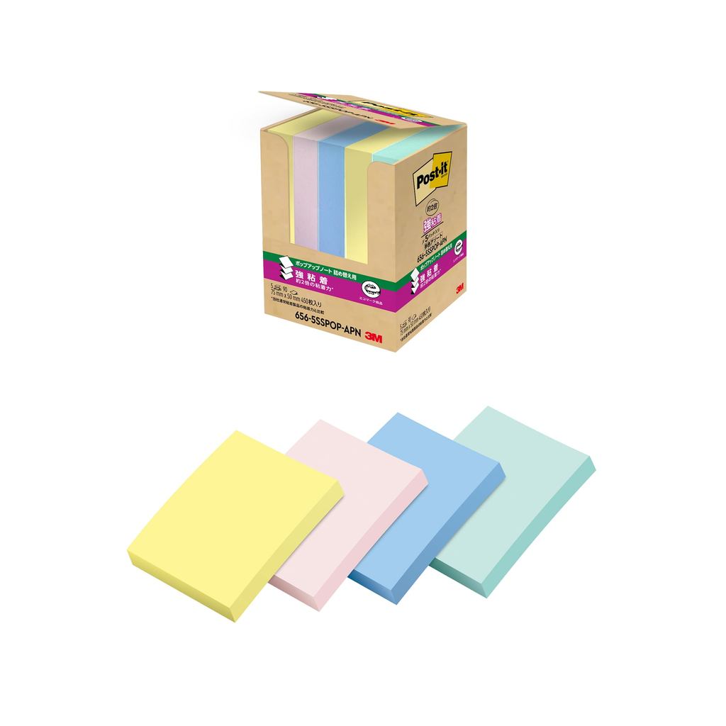3M Post-It Notes Strong Adhesive Cute Pop-up Notes หลากสี 75 x 50 มม 90 แผ่น x 5 แผ่น 656-5SSPOP-AP