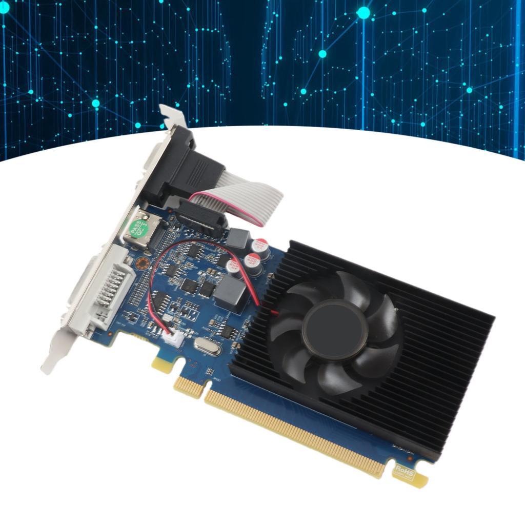 Yoaushop HD6450 กราฟิกการ์ด 2G DDR3 Gaming 64bit คอมพิวเตอร์ PCI Express 3.0 Slot Chip อุณหภูมิเสียง