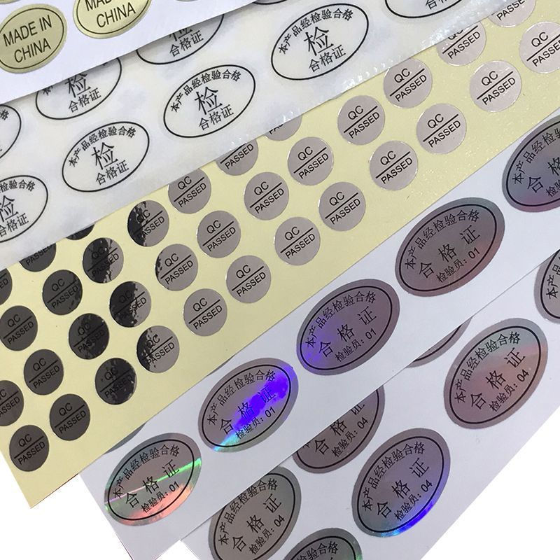 \nWhite Certificate of Conformity ins Silver transparent and shiny English labels passedqc12y Sticke