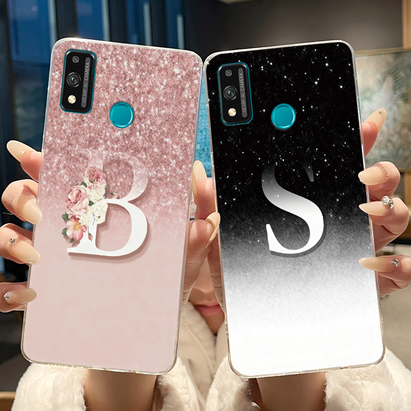 สําหรับ Honor 9X Lite JSN-L21 L22 L23 หรูหราตัวอักษรซิลิโคนใสนุ่มปกหลังเคสโทรศัพท์สําหรับ Honor9X Li