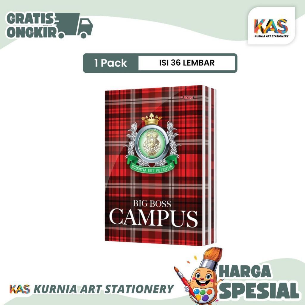 สมุดโน๊ต Big Boss Campus Boxy B5 36 แผ่น Big Boss Long Book - ขายแพ็ค 10 ชิ้น SHKAS