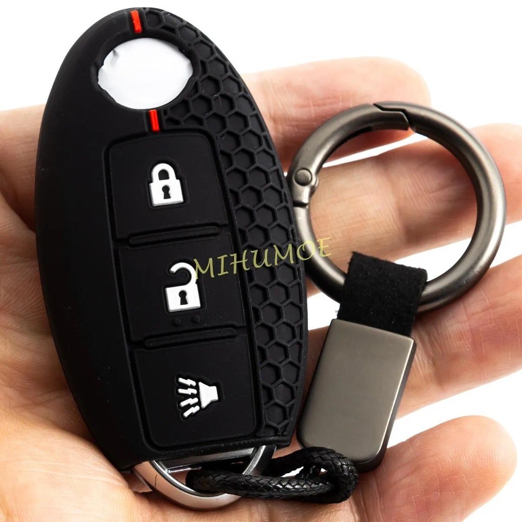 ซิลิกาเจล 3 ปุ่มกุญแจรถ Fob Chain สําหรับ Nissan Rogue กีฬา Murano 370Z Titan Juke Leaf Armada Pathf