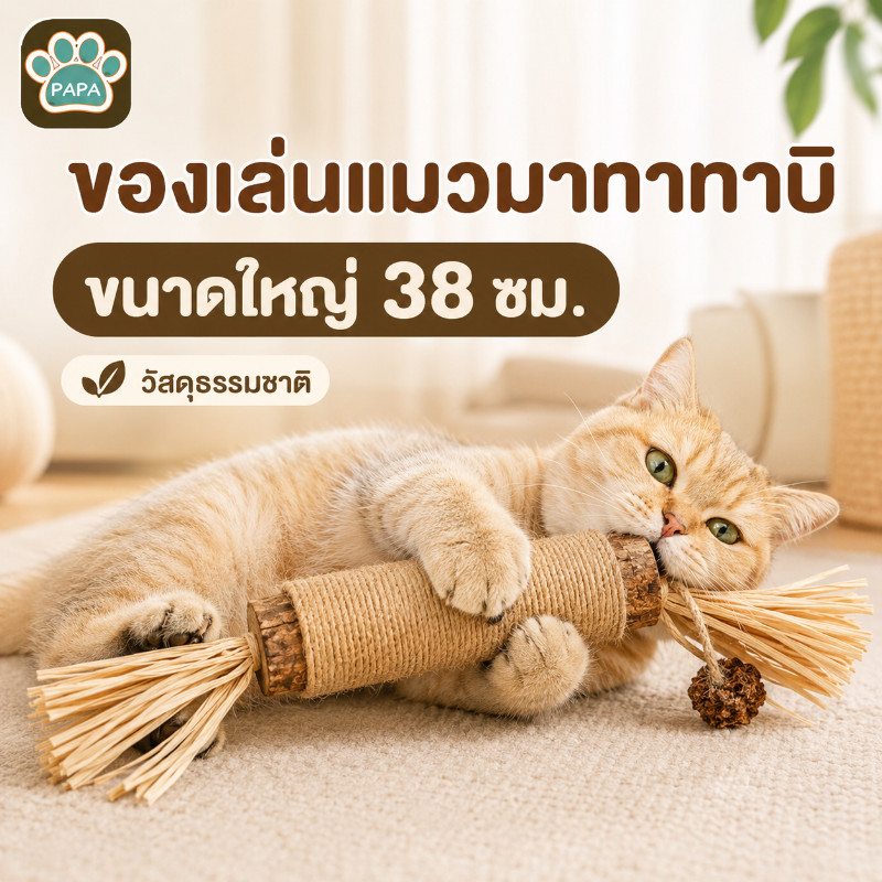 ไม้มาทาทาบิ อันใหญ่มาก ไม้แมวเมา ของเล่นแมว ลดคราบหินปูน ก้านมาทาทาบิ (38cm)