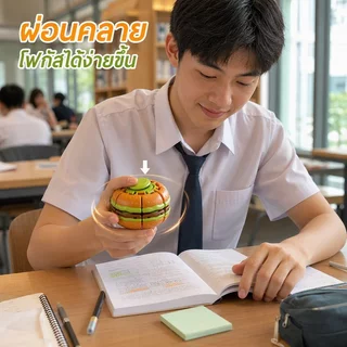 ลูกบอลคลายเครียดเกียร์ 3D กดและหมุนได้ 2in1 ลายสีสันสดใส พกพาได้ ช่วยผ่อนคลายและลดความวิตกกังวล