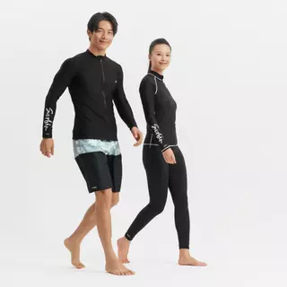Decathlon Surfing Women UV Protection Zip Top เสื้อยืดป้องกันรังสียูวีมีซิปสำหรับผู้หญิง - Black