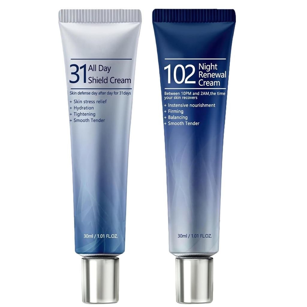 ZCMN 2 Pack All-day & Night Cream for Face - 31 All Day Shield Cream & 102 Night Renewal Cream -Inte