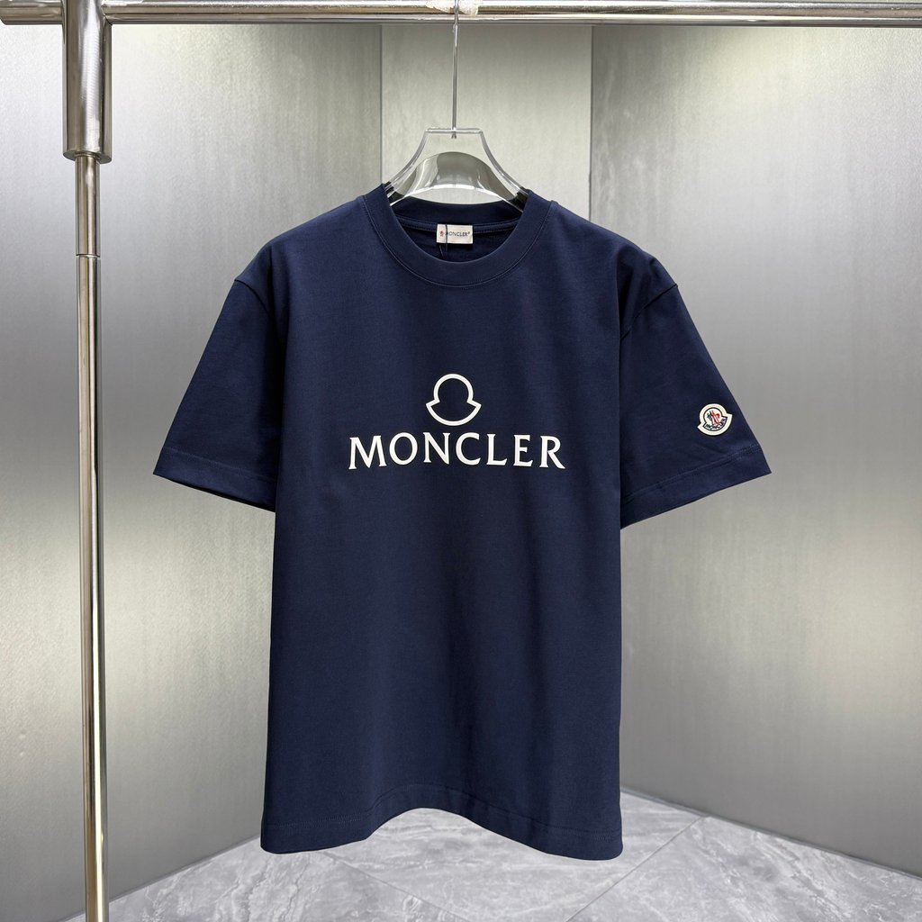 Moncler/Mengkou 2026 รอบคอแขนสั้นเสื้อยืดคู่สไตล์ผู้ชายผ้าฝ้าย 100% ที่กําหนดเอง Original Design หลว