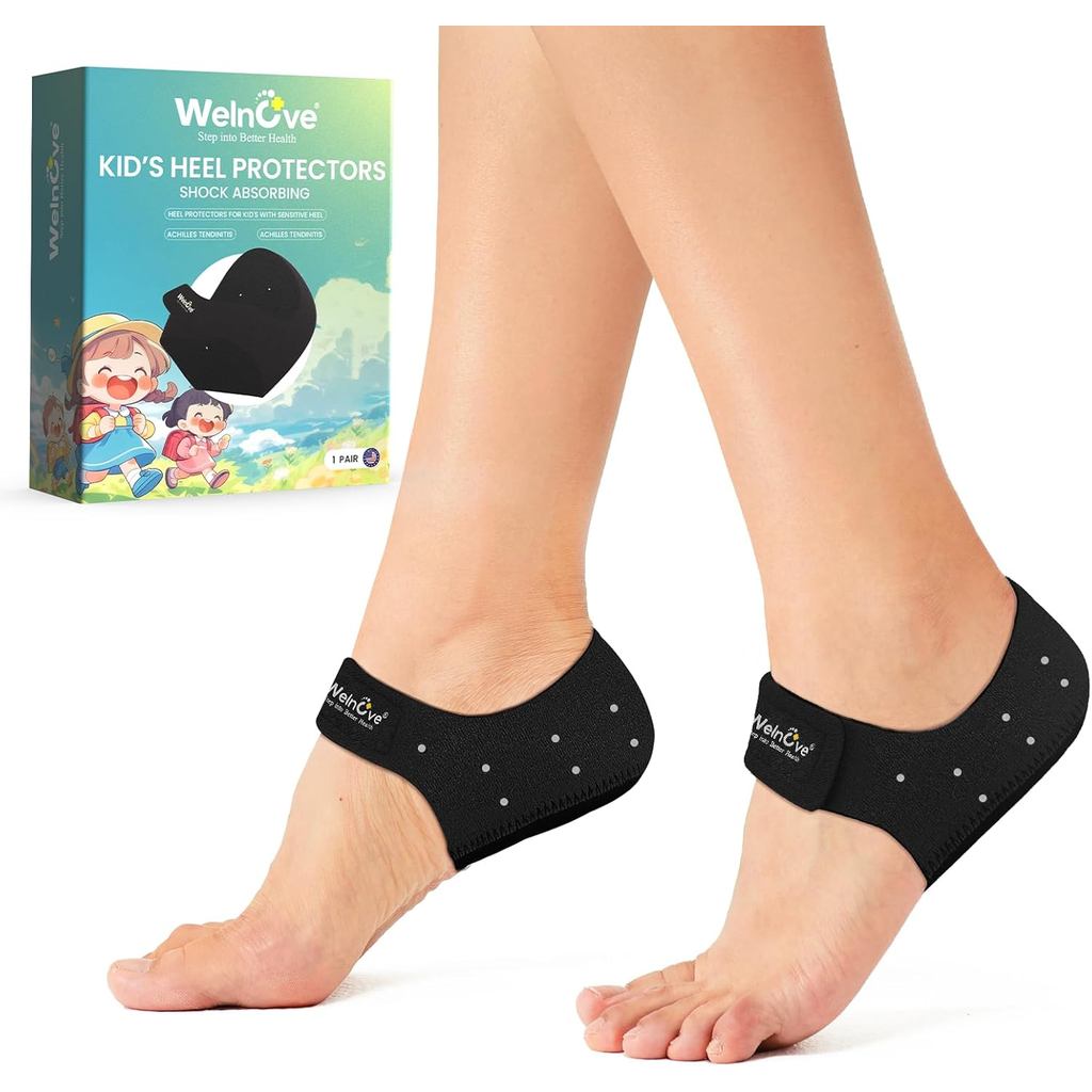Kids Heel Protectors Cups for Shoes - Welnove Heel Cups for Child & Teen - Shoe Cushion Insert Pads 