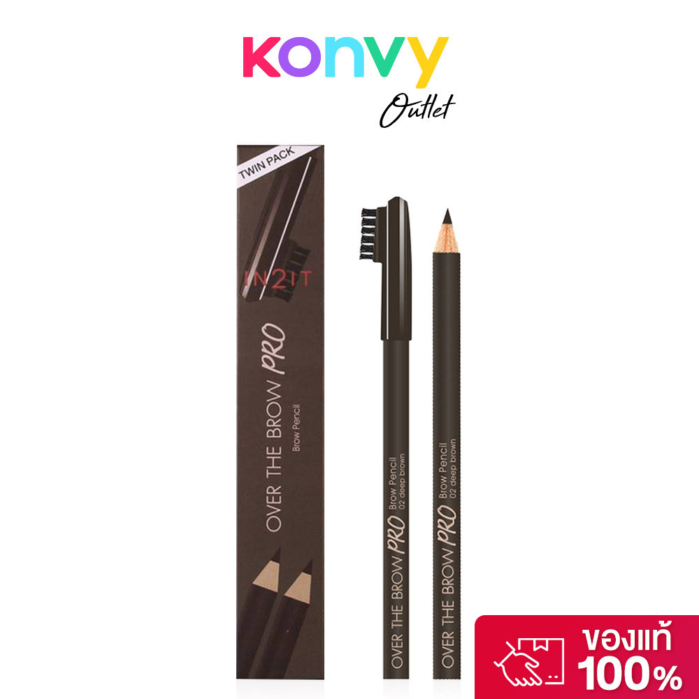 In2It Over The Brow Pro Brow Pencil [1.14g x 2pcs] #OBB02 Deep Brown อินทูอิท ดินสอเขียนคิ้วสูตรกันน