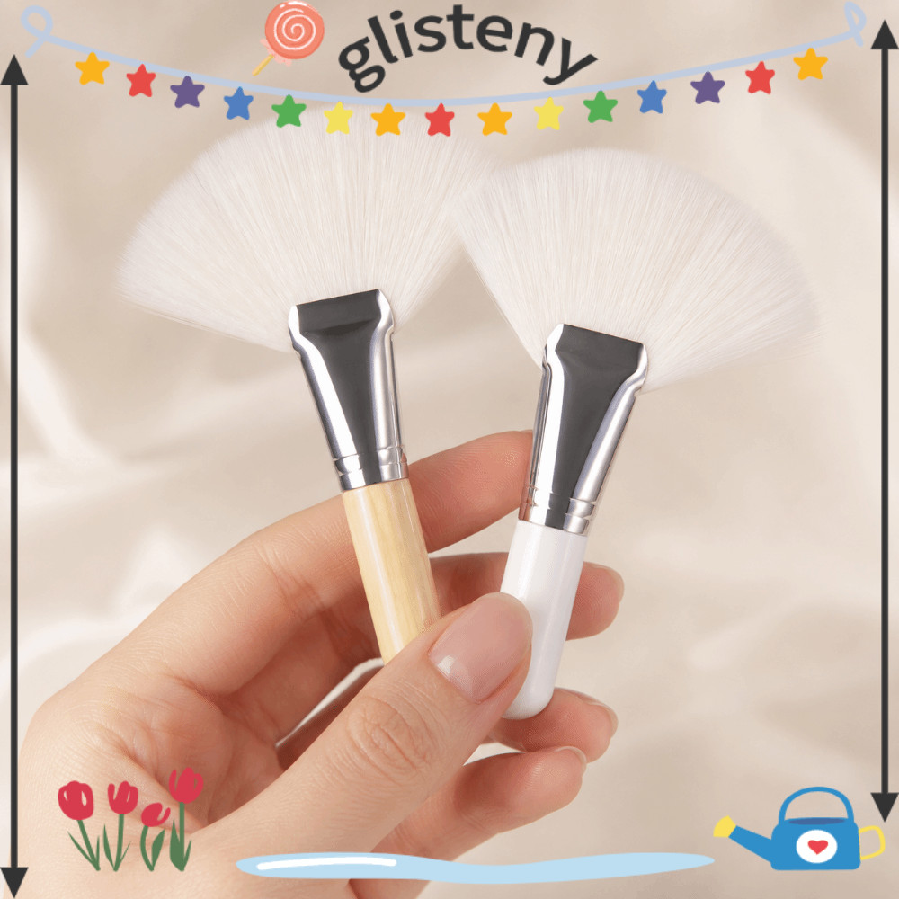 GLISTENY Mini Face Brush, แปรงแต่งหน้าแบบพกพา Fibre Soft, Gentle on Skin Unscented Scalloped Fluffy 