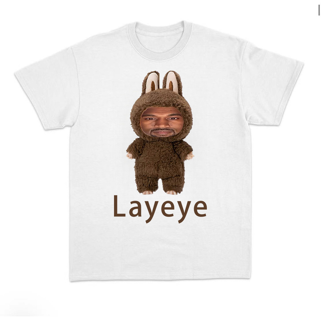 เสื้อยืดลายล้อเลียน Kanye Layeye เสื้อแขนสั้นผ้าฝ้ายดีไซน์สร้างสรรค์ ทันสมัย ​​ลำลอง ไม่เหมือนใครและ