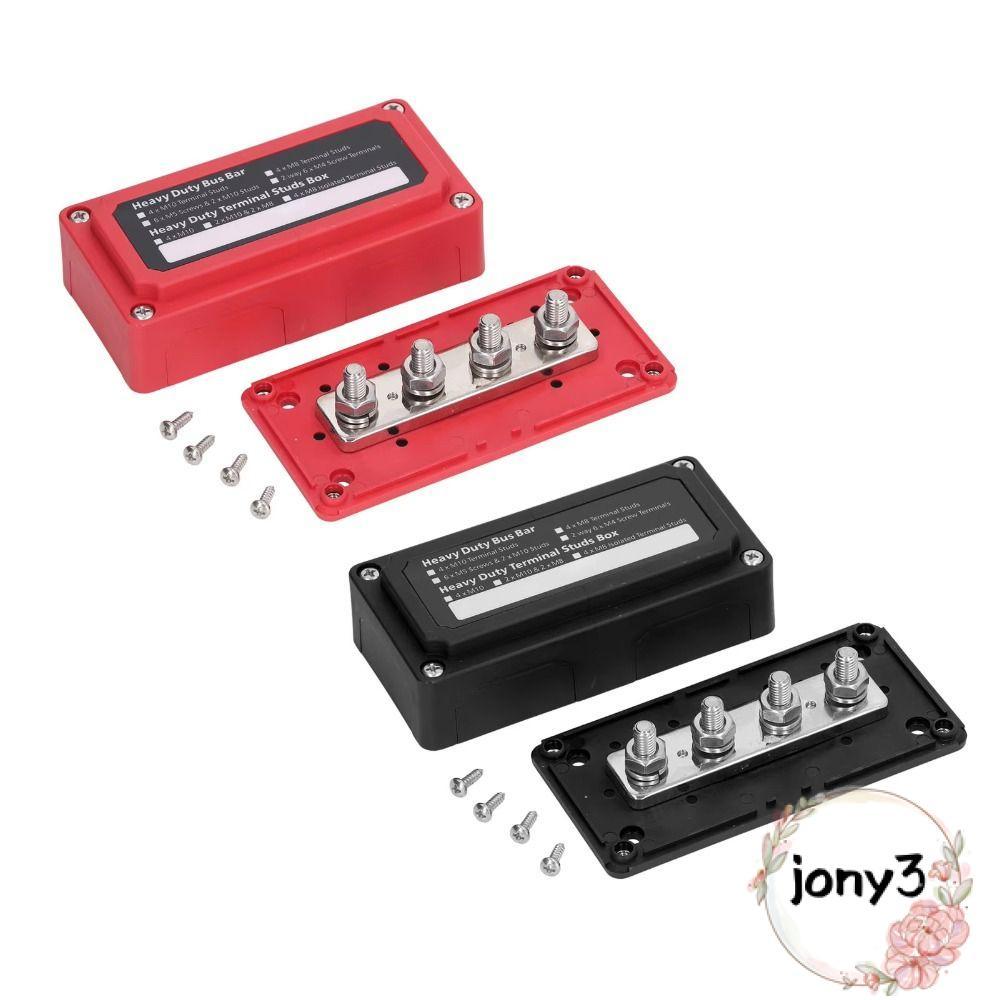 JONY Busbar Box, กล่องเชื่อมต่อ 300A 48V, DC Busbar คุณภาพสูงสีดําสีแดงทนต่ออุณหภูมิสูง RV Busbar Bo