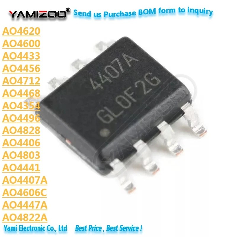 5PCS AO4354 AO4406 AO4407A AO4409 AO4423 AO4433 AO4435 AO4441 AO4447A AO4456 AO4466 AO4468 AO4496 AO