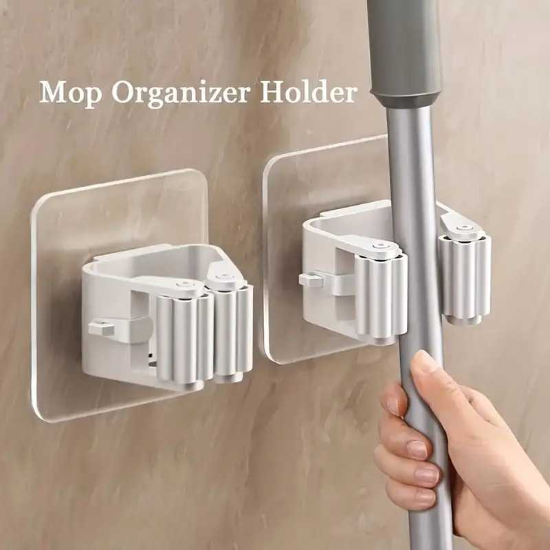 GANTUNGAN TaffHOME Mop Broom Holder Clamp Waterproof Mop Broom Hanger 2 ชิ้น