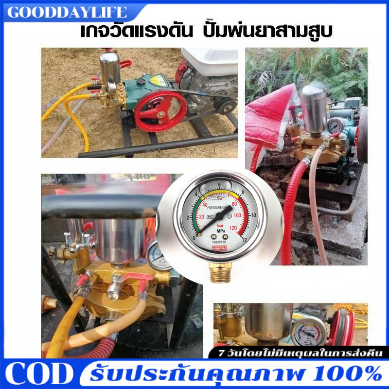 เกจวัดแรงดัน ปั้มพ่นยาสามสูบ 60 บาร์ ,100 บาร์ ,120 บาร์ (1ชิ้น) #170