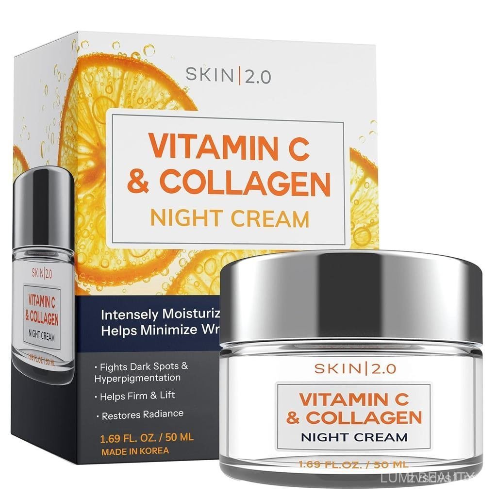 2.0VitaminC&CollagenFaceMoisturizer–HydratingAntiAgingNightCreamForUneven&Dry,Firms&oothersFineLines