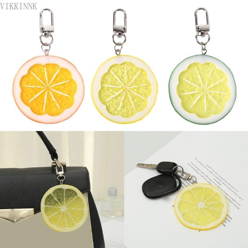 VIKK Lemon พวงกุญแจกระเป๋า Charm เรซิ่นจี้ผลไม้เครื่องประดับแฟชั่นสําหรับผู้หญิงสาว