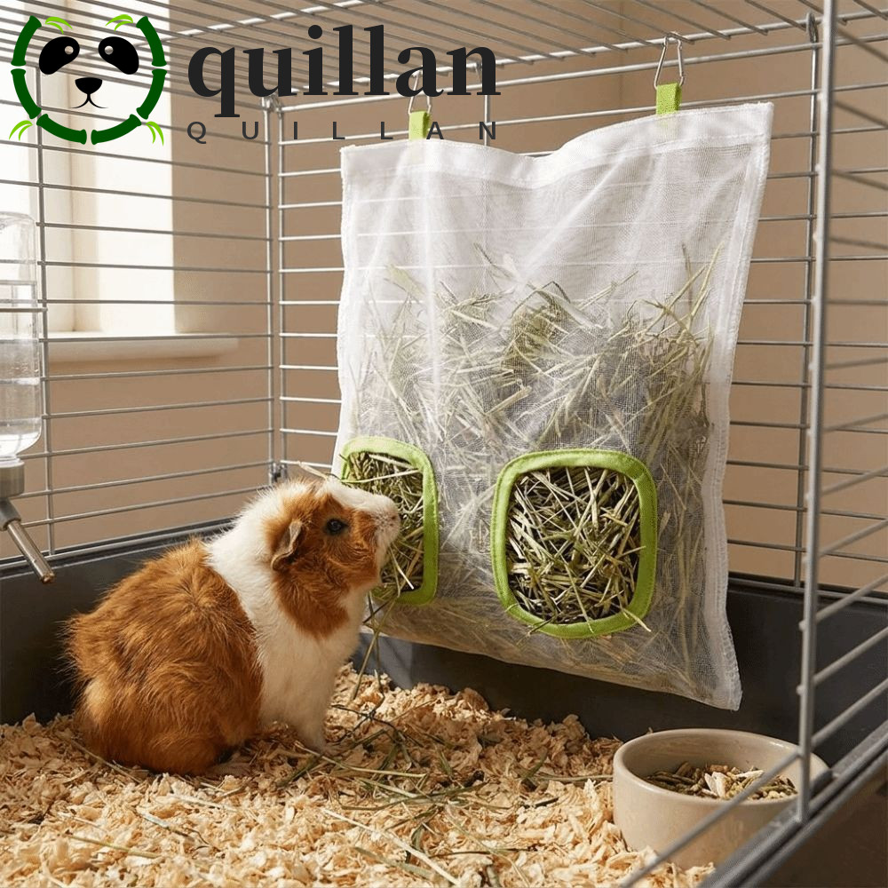 QUILLAN กระต่าย Hay กระเป๋า, 2/3 หลุมขนาดใหญ่ความจุแขวน Hay Feeder, Hay กระเป๋ารั่วทนกัดพร้อมตะขอ Ha