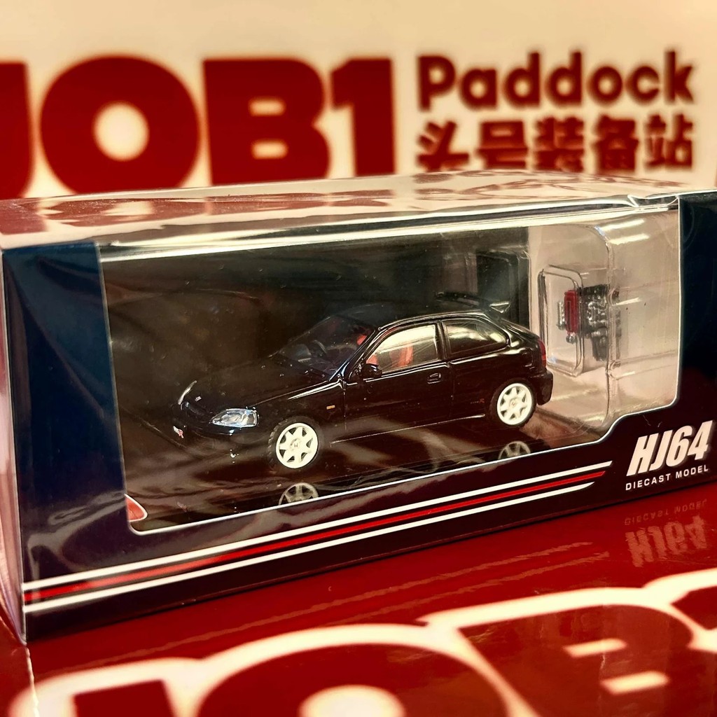 Hobby Japan Hobby Japan Honda Civic EK9 Type R 1/64 โมเดลรถ Starlight Black