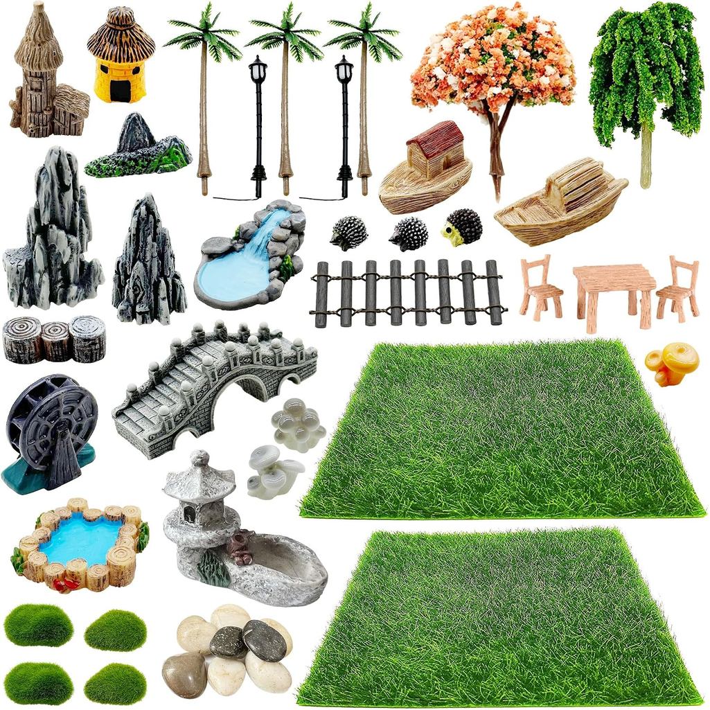 Woohome 42 PCS Mini Garden อุปกรณ์เสริม Fairy Garden ชุด Micro ภูมิทัศน์ Mini Zen Garden อุปกรณ์เสริ