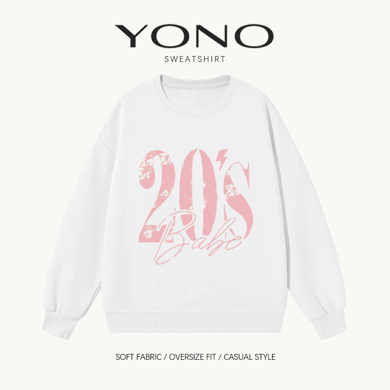 (พร้อมส่ง24ชม) YONO เสื้อสเวตเตอร์คอกลมผู้หญิง Oversize ลาย 20'S Babe ผสมลายเสือดาวและแมว สไตล์ Y2K วินเทจ สตรีท