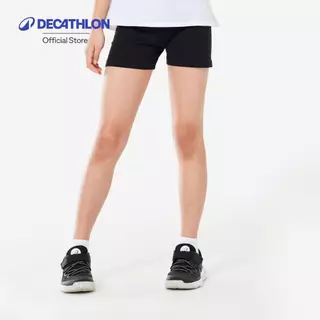 Decathlon Girls' Sport Shorts Black - Cotton Shorts กางเกงขาสั้นผ้าฝ้ายเด็กผู้หญิงใส่ทำกิจกรรมได้ทุกประเภท - Black