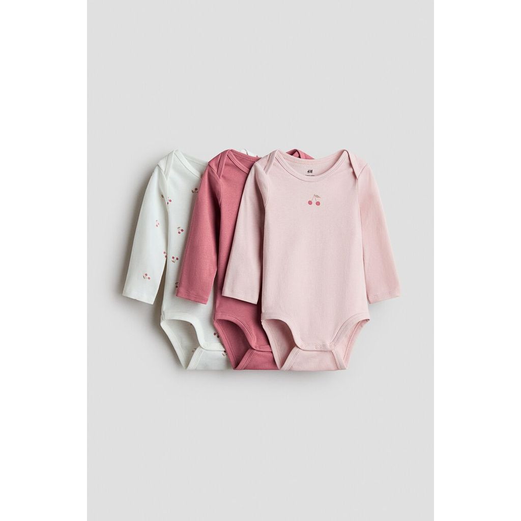 H&M(เอชแอนด์เอ็ม) ชุดบอดี้สูทคอตตอนคอซอง 3 ชิ้น เด็กทารก 1349621_1