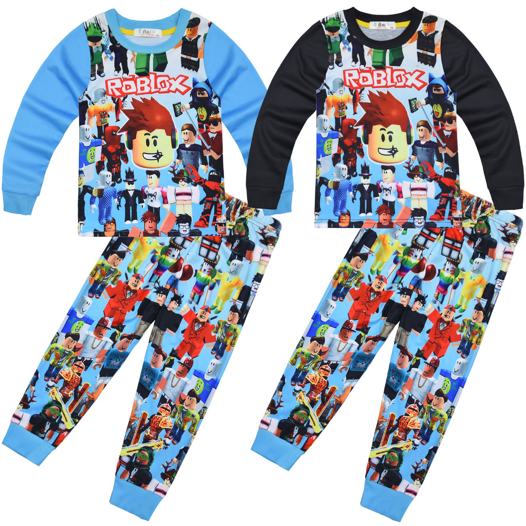 พร้อมสต็อก RO BLOX กลางเด็กใหญ่ 120-170 ขนาด Loungewear ชุดแขนยาวชุดนอนสองชิ้นกางเกง 565