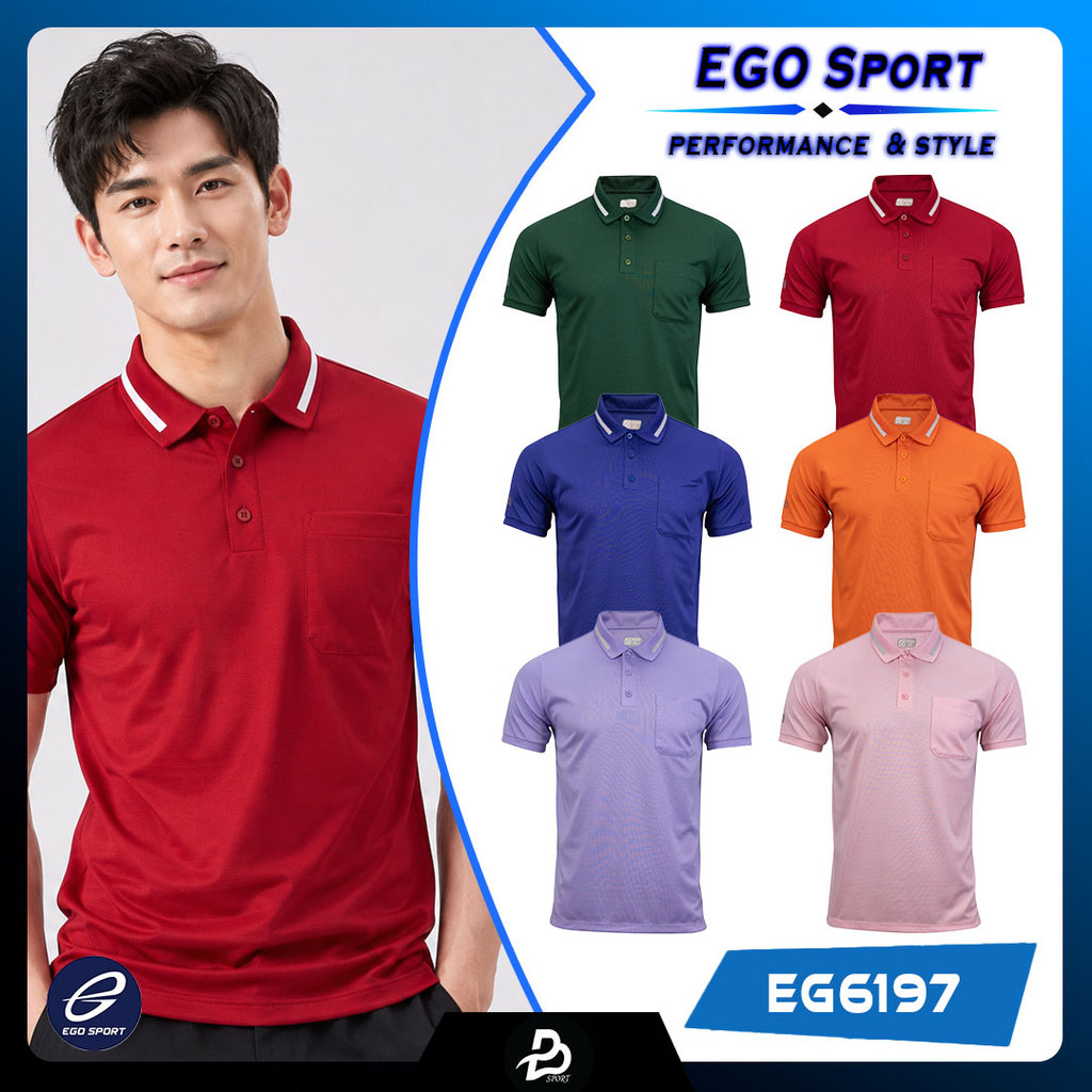 EGO SPORT เสื้อโปโลแขนสั้นทรงคลาสสิก ออกแบบมาเพื่อความสบายตลอดวันและความอเนกประสงค์ EG6197