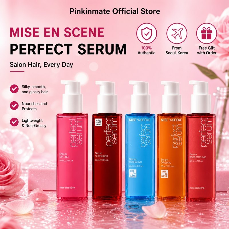Mise En Scene Rose Hair Oil Serum with Hyaluronic Acid, Anti-Frizz, Heat Protection ผลิตภัณฑ์เกาหลีแ