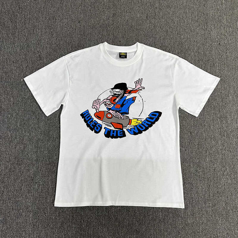 VLONE FOG VLONE FOG Corteiz Rocket Joker สนุกพิมพ์รอบคอแขนสั้นยุโรปอเมริกัน High Street เสื้อยืด tee