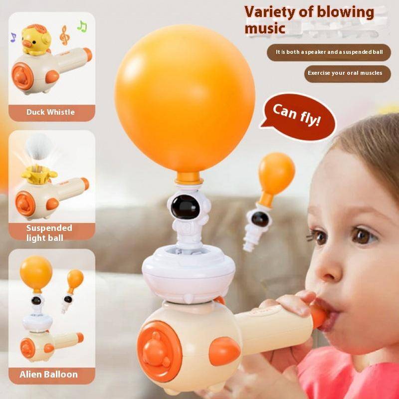 Forthewin Kids 3-in-1 Blow Toy: Whistle Ball Launcher & Floating Ball Game th