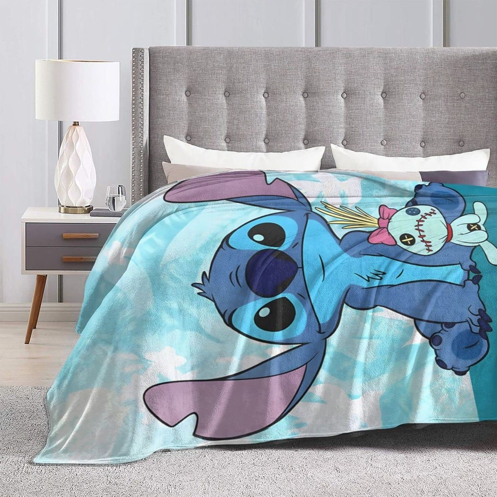 [Xiaoman] การ์ตูนอะนิเมะ Stitch ผ้าห่ม Stitch 3D พิมพ์ Flannel ผู้ผลิตผ้าห่มเด็ก