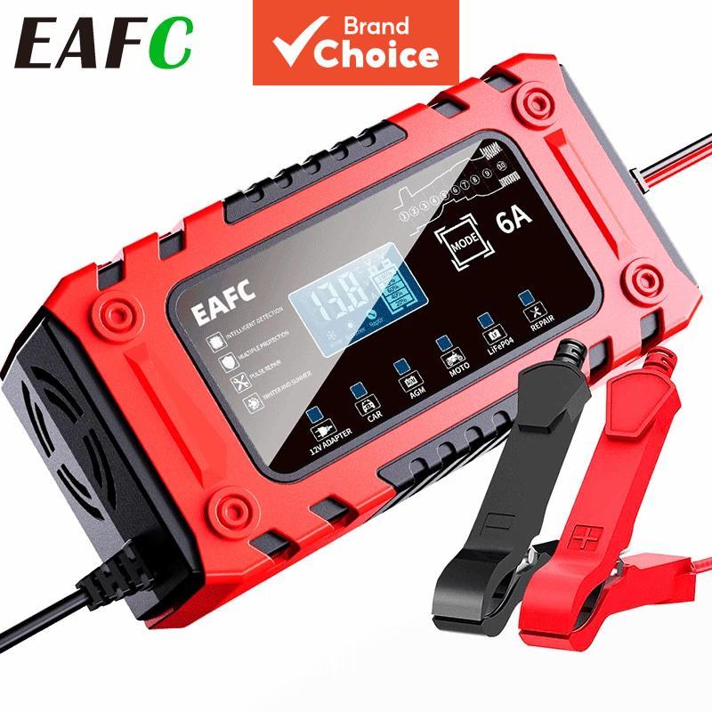Eac 12v 6a เครื่องชาร์จแบตเตอรี่รถยนต์หน้าจอขนาดใหญ่ 10 ขั้นตอน Pulse Repair สําหรับ Agm เจล Lifepo4 ตะกั่วกรดอัตโนมัติ Suv เรือยนต์