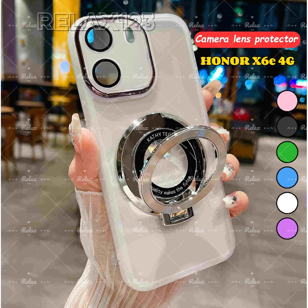 สําหรับ HONOR X6e Honor X6E X7E HonorX6e HONOR X 6 E X6 E 4G 5G โปร่งใสกันกระแทกนุ่มปกหลังพร้อมขาตั้