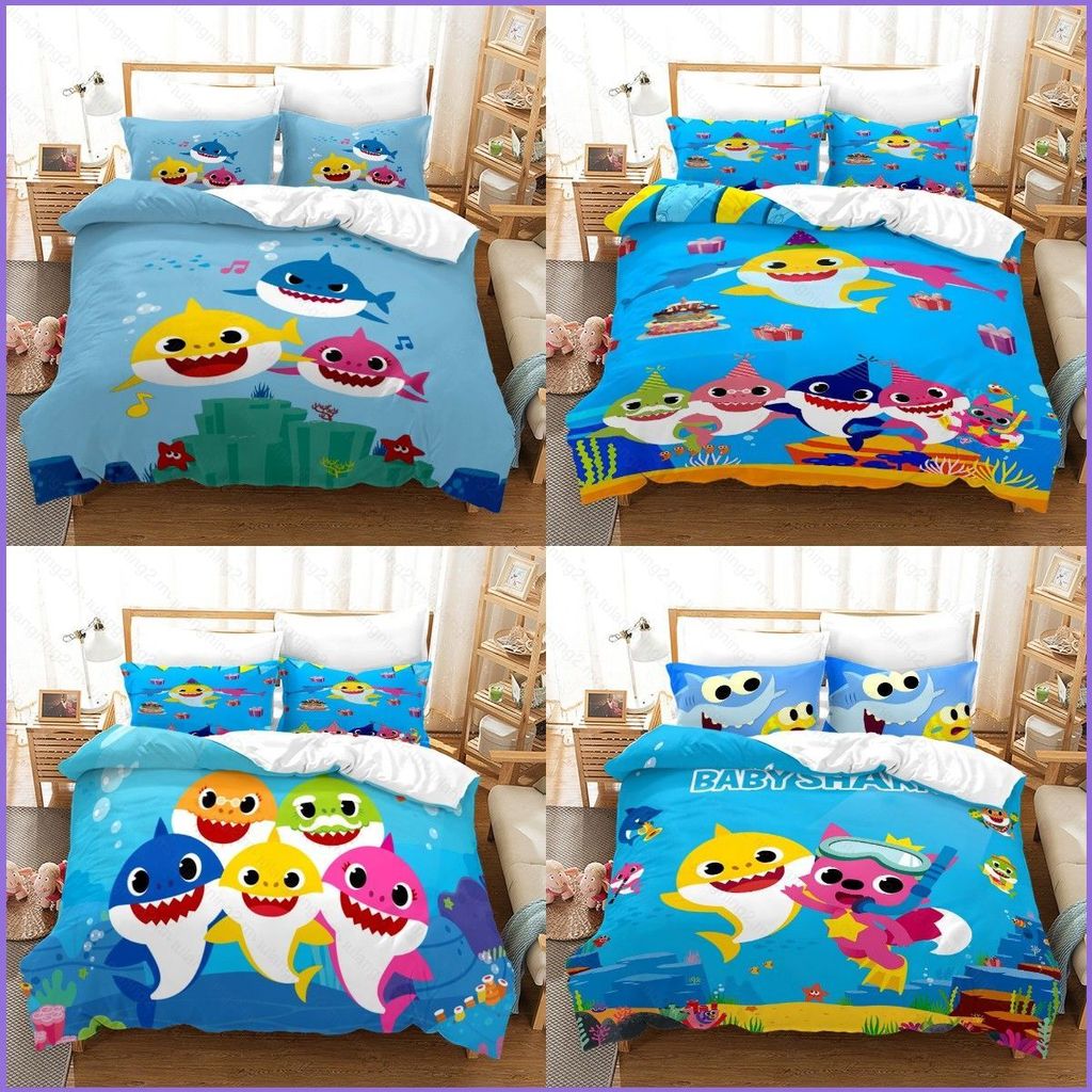 GN Shark Baby 3in1 ชุดเครื่องนอนผ้าปูที่นอนผ้านวมหอพักล้างทําความสะอาดได้สบายนักเรียนชุดสูท GN