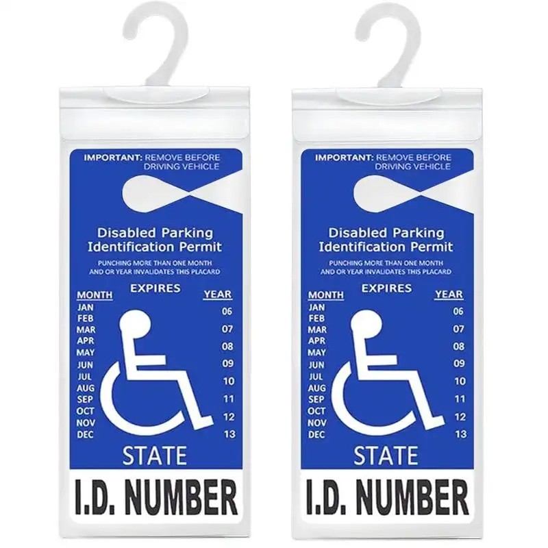 2 ชิ้น Handicap Placard ผู้ถือโปร่งใส Disabled ที่จอดรถ Permit Placard แขนฝาครอบป้องกัน