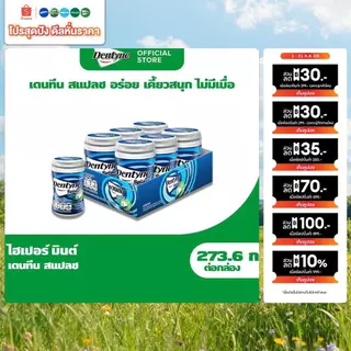[แพ็ค 6 ขวด] Dentyne Splash Hypermint เดนทีน สแปลช ไฮเปอร์มินต์ แบบขวด 24 เม็ด (45.6g)