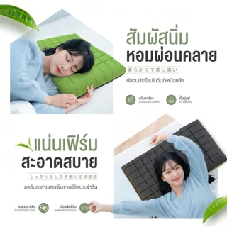 Orientas หมอนเต๋าสลบเหมือด Gyokuro หมอนเมมโมรี่โฟม เพื่อสุขภาพ ออกแบบ 2 โทน ส่วนผสม ชาเขียว ชาร์โคล