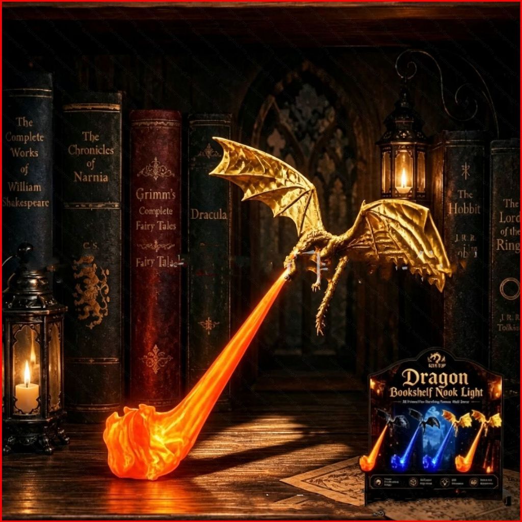 GG3 3D พิมพ์ Fire-Breathing Dragon ชั้นวางหนังสือตกแต่งมุม,แฟนตาซีโฮมออฟฟิศชั้นวางขอบเครื่องประดับ GG3