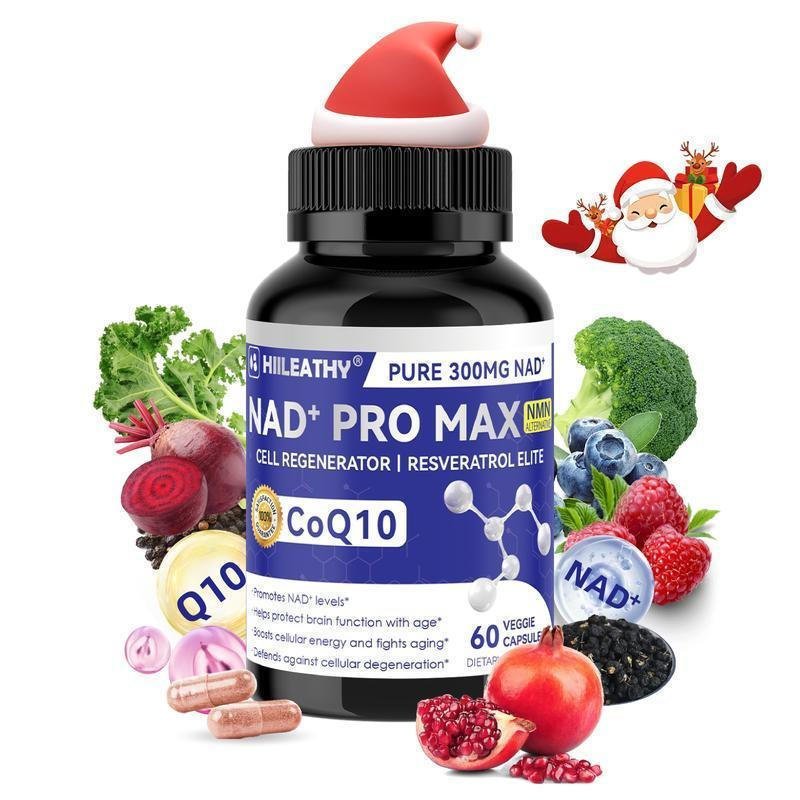 HIILEATHYNAD+PROMAX-300mgPureNAD+withCoQ10&ResveratrolforEnhancedCellularHealthEnergy&LongevityMadei