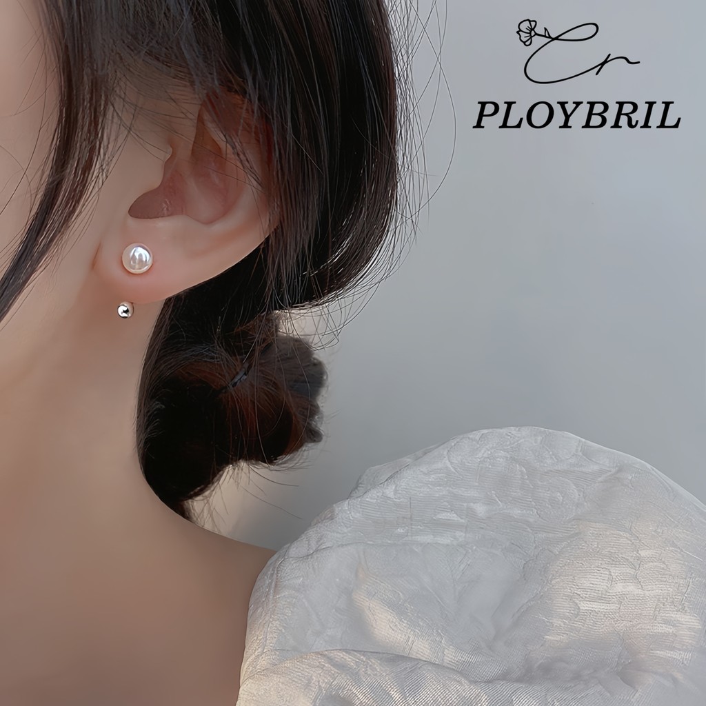 PLOYBRIL ต่างหูเงินแท้ เกรด 925 ประดับไข่มุก พร้อมสกรู เหมาะกับฤดูร้อน สําหรับผู้หญิง E117